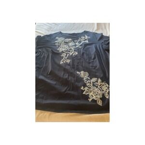 Bob Mackie Wearable Art Black Floral Embellished Tunic‎ Top Plus Size 2X